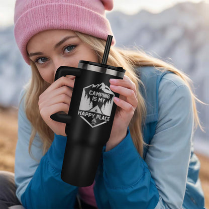 Camping Is My Happy Place 40 oz laser engraved tumbler Great gift for the campers and outdoorsman people in your life - Toddcraft