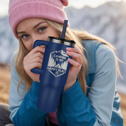 Camping Is My Happy Place 40 oz laser engraved tumbler Great gift for the campers and outdoorsman people in your life - Toddcraft