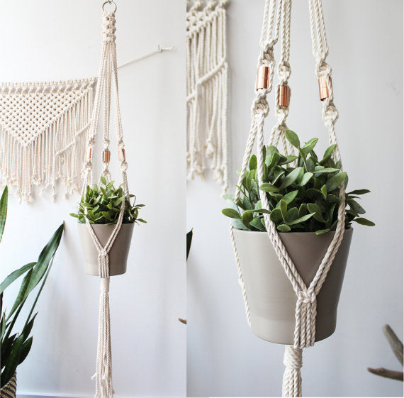 Macrame Plant Hanger, Copper Macrame - Toddcraft