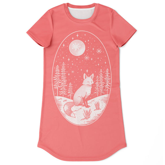 Foxy Light of the Moon AOP T-Shirt Dress – Magical & Stylish All-Over Print - Toddcraft