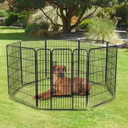 PawHut DIY 8 Panel Heavy Duty Powder Coated Metal Dog Pet Playpen - Toddcraft