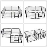 PawHut DIY 8 Panel Heavy Duty Powder Coated Metal Dog Pet Playpen - Toddcraft