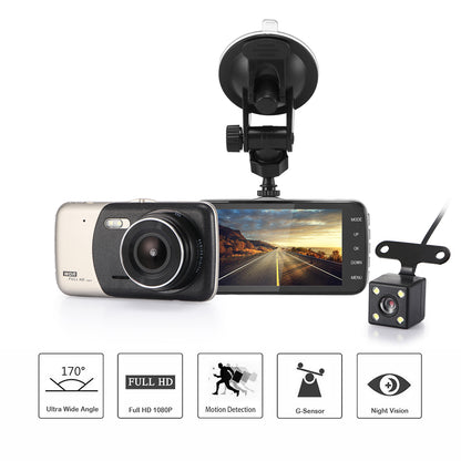 4" Dual Lens 1080P FHD 1.0MP Dash Camera Car DVR - Toddcraft