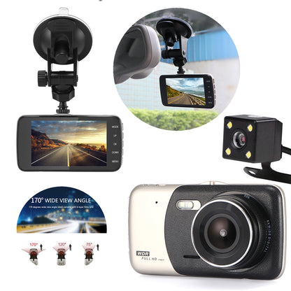 4" Dual Lens 1080P FHD 1.0MP Dash Camera Car DVR - Toddcraft