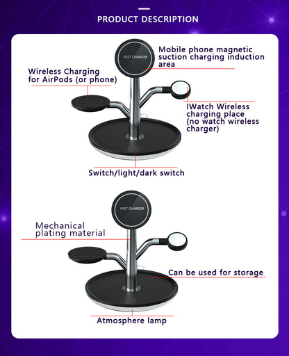 3-in-1 Wireless Charging Stand - iPhone Apple Watch AirPods - Toddcraft