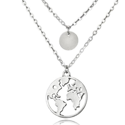 World Map Necklace Gift for grandma Birthdays christmas gift for mother and daughter