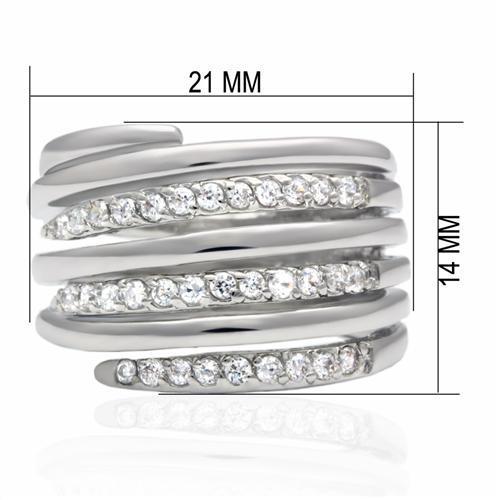 LO2075 - Rhodium Brass Ring with AAA Grade CZ  in Clear - Toddcraft