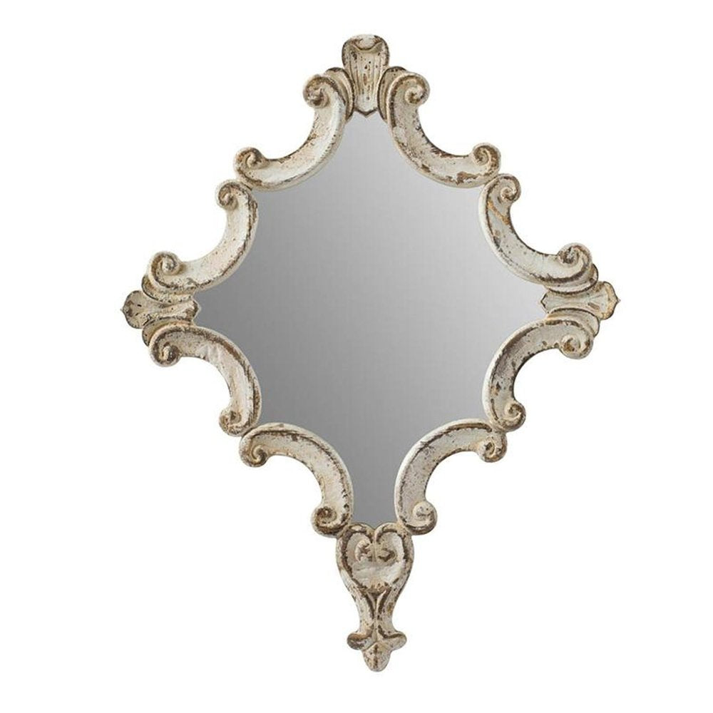 30" White Diamond Solid Wood Framed Accent Mirror - Toddcraft
