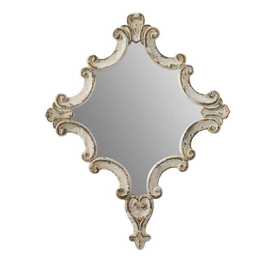 30" White Diamond Solid Wood Framed Accent Mirror - Toddcraft