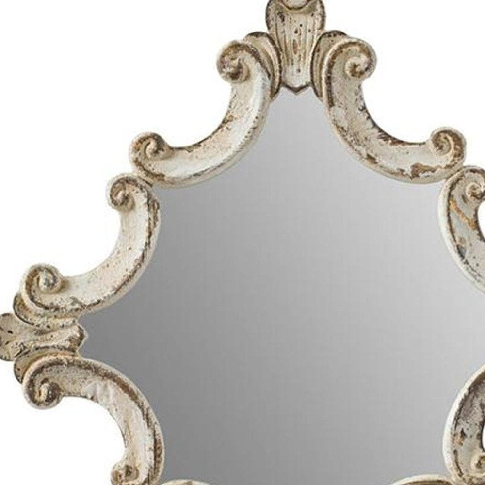 30" White Diamond Solid Wood Framed Accent Mirror - Toddcraft