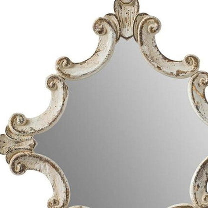 30" White Diamond Solid Wood Framed Accent Mirror - Toddcraft