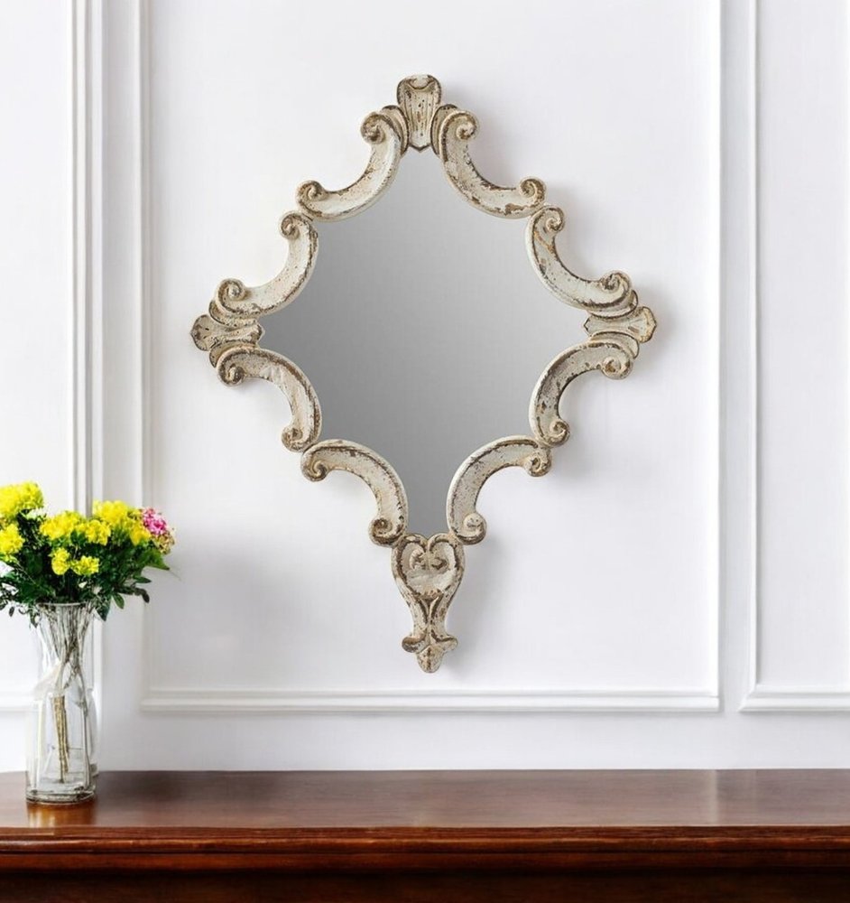 30" White Diamond Solid Wood Framed Accent Mirror - Toddcraft