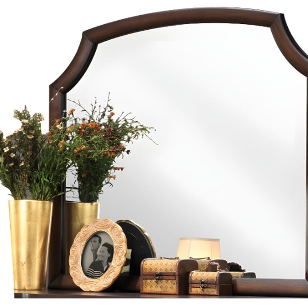 37" Espresso Abstract Wood Framed Mounted Dresser Mirror - Toddcraft