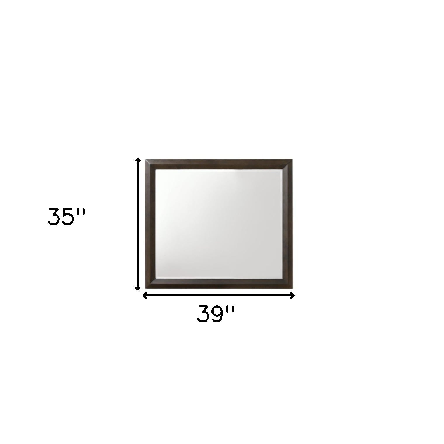 Rich Espresso Finish Wooden Rectangular Beveled Edge Mirror - Toddcraft