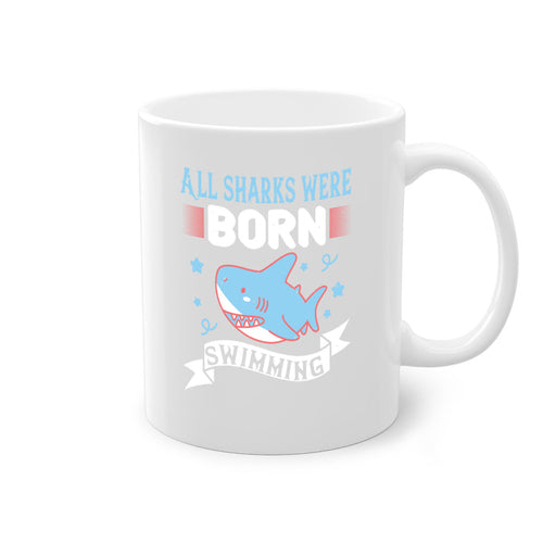All Sharks Were Born Swimming Mug - Shark Lover Coffee Cup Gift