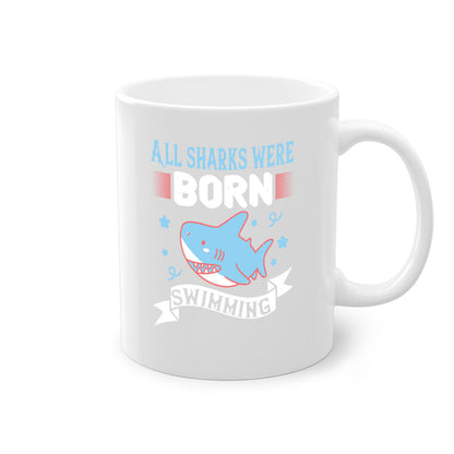All Sharks Were Born Swimming Mug - Shark Lover Coffee Cup Gift