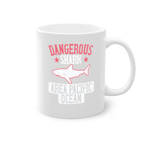 Dangerous Shark Area Pacific Ocean Mug - Shark Lover Coffee Cup Gift