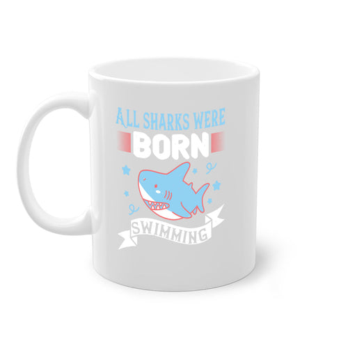 All Sharks Were Born Swimming Mug - Shark Lover Coffee Cup Gift