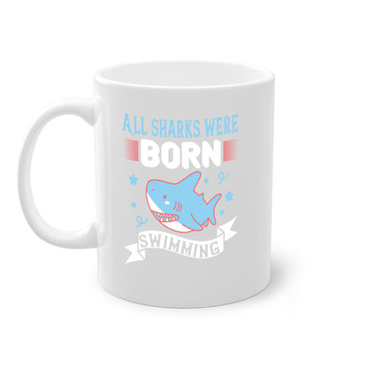 All Sharks Were Born Swimming Mug - Shark Lover Coffee Cup Gift