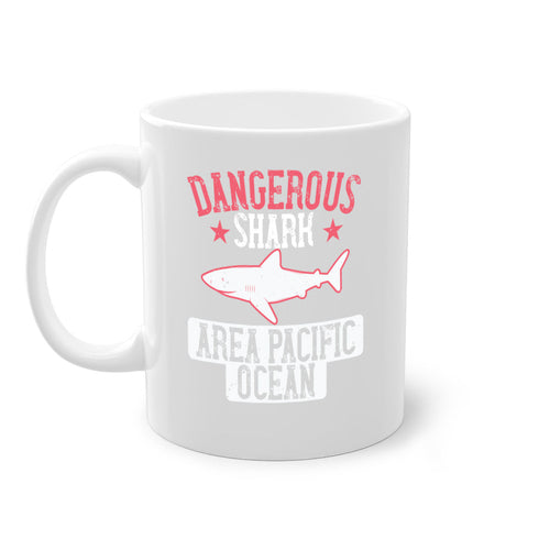 Dangerous Shark Area Pacific Ocean Mug - Shark Lover Coffee Cup Gift