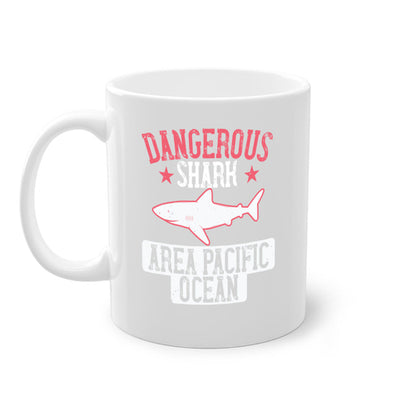 Dangerous Shark Area Pacific Ocean Mug - Shark Lover Coffee Cup Gift