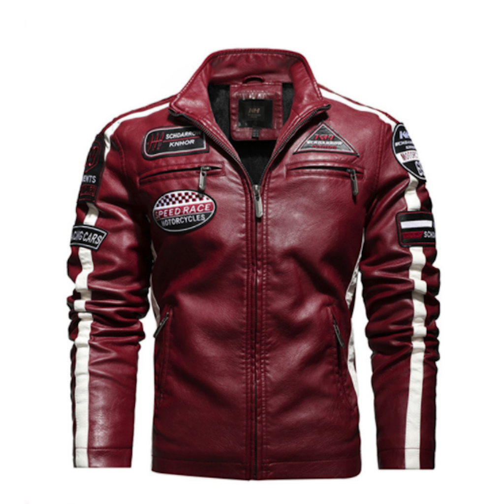 Men's Biker Jacket Vegan Leather with Badges | Stylish & Durable Motorcycle Jacket - Toddcraft
