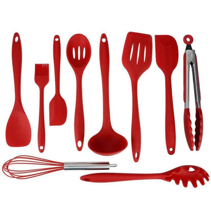 Non Stick Silicone Cooking Utensils Premium Heat Resistant 10 PCS Set - Toddcraft